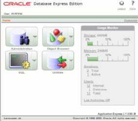 Oracle Express Edition - Web-Interface